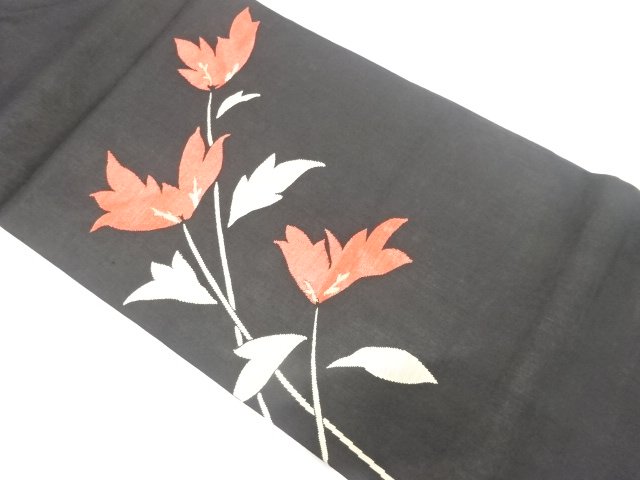 アンティーク　紗　花模様織り出し名古屋帯（着用可）